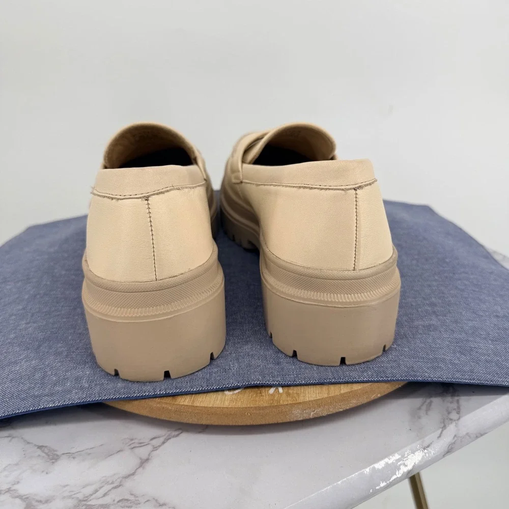 Patina Zoe Portland Leather Co Chunky Loafers Women 11 Lug Sole‎ Bone White